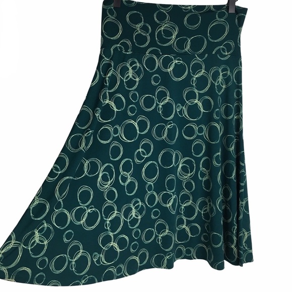 LULAROE Azure Skirt Circles Scribble Print Boho Festival Knee Length Size Medium - Picture 4 of 10